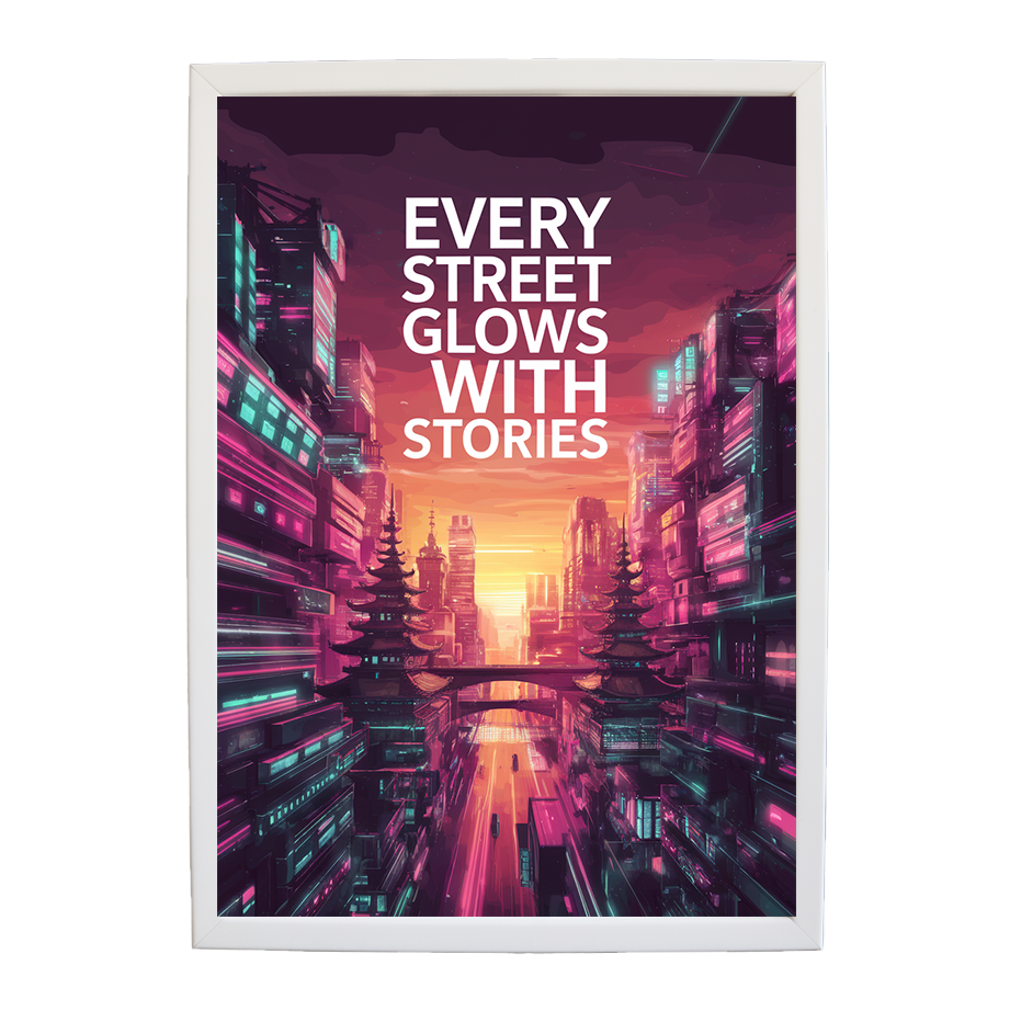 Skyline Dreams - Neon Cityscape Art Print