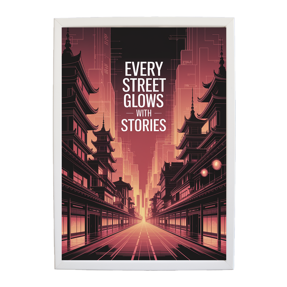 Neon Alleyway - Cyberpunk City Glow Print