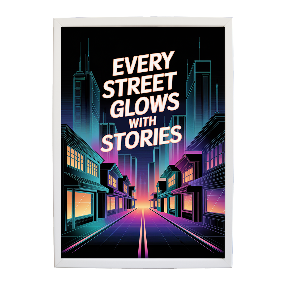 Retro Cyber Street - Neon Noir Print