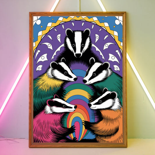 Funky Badger 2 Wall Art Poster Print