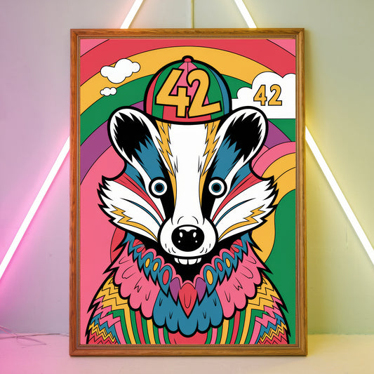Funky Badger 9 Wall Art Poster Print