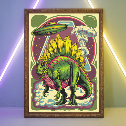 Funky Dinosaur 6 Wall Art Poster Print