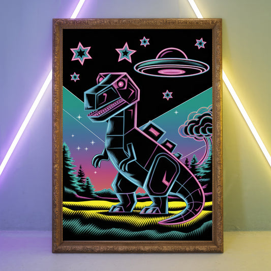 Funky Dinosaur 8 Wall Art Poster Print