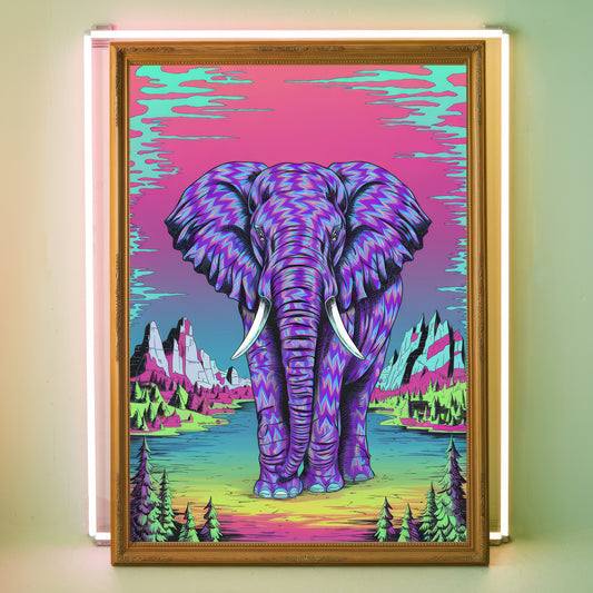 Funky Elephant 10 Wall Art Poster Print
