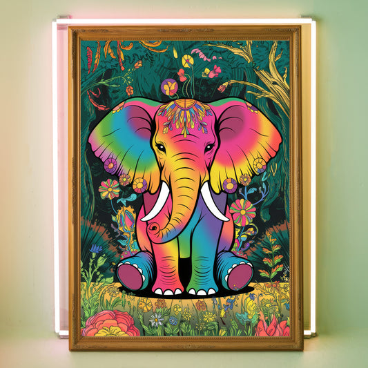 Funky Elephant 3 Wall Art Poster Print