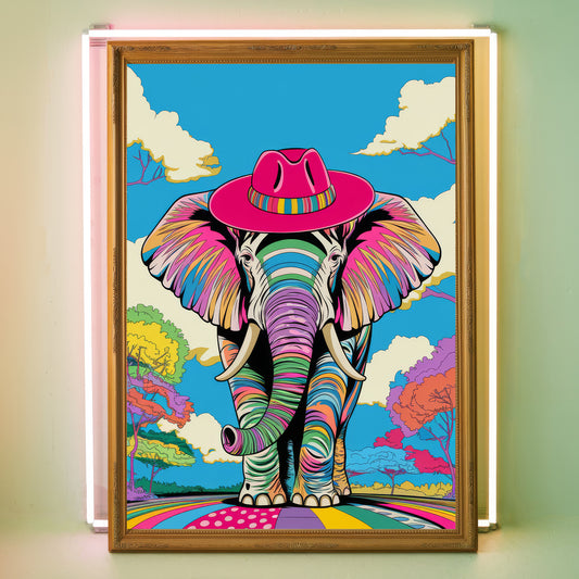 Funky Elephant 7 Wall Art Poster Print