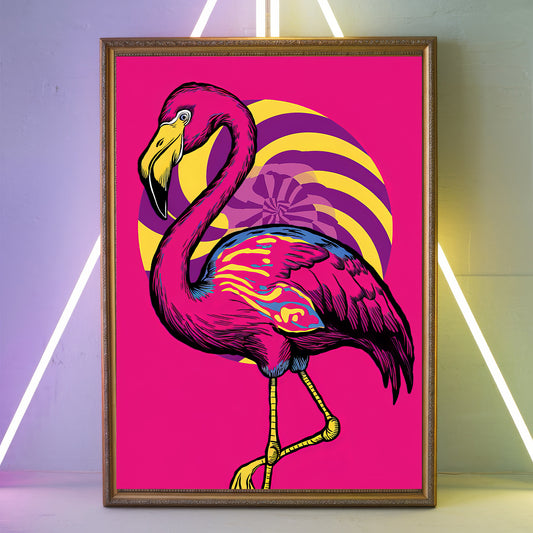 Funky Flamingo 4 Wall Art Poster Print