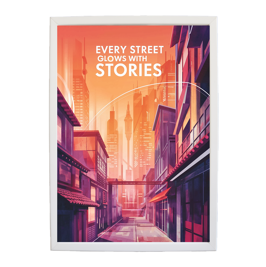 Sunset City - Futuristic Glow Poster