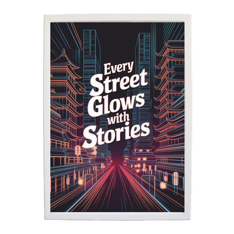 Cybernetic Streets - Digital Wireframe Art Print