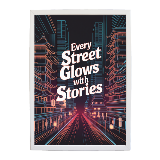 Cybernetic Streets - Digital Wireframe Art Print