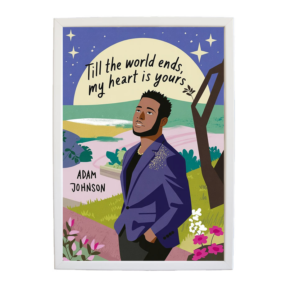 Adam Johnson 'Till The World Ends, My Heart Is Yours' art print #138 — music-inspired wall decor by Music Stag