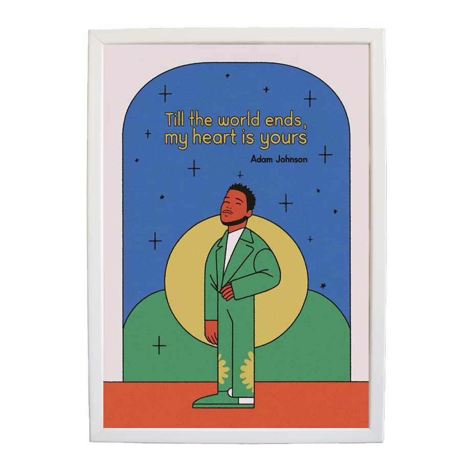 Adam Johnson 'Till The World Ends, My Heart Is Yours' art print #90 — music-inspired wall decor by Music Stag