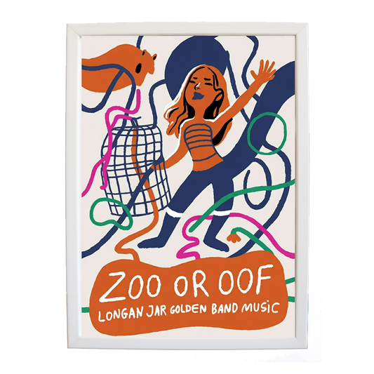 Longan Jar Golden Band Music – Retro Music Print – wall art print – Zoo or Oof – pulsing EDM, electronic, dance – Music Stag