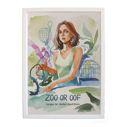 Longan Jar Golden Band Music – Emotive Music Art – wall art print – Zoo or Oof – pulsing EDM, electronic, dance – Music Stag