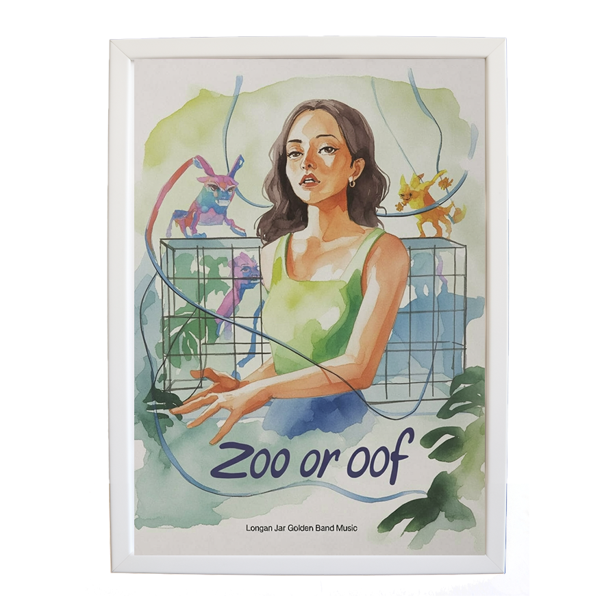 Longan Jar Golden Band Music – Retro Music Print – wall art print – Zoo or Oof – pulsing EDM, electronic, dance – Music Stag