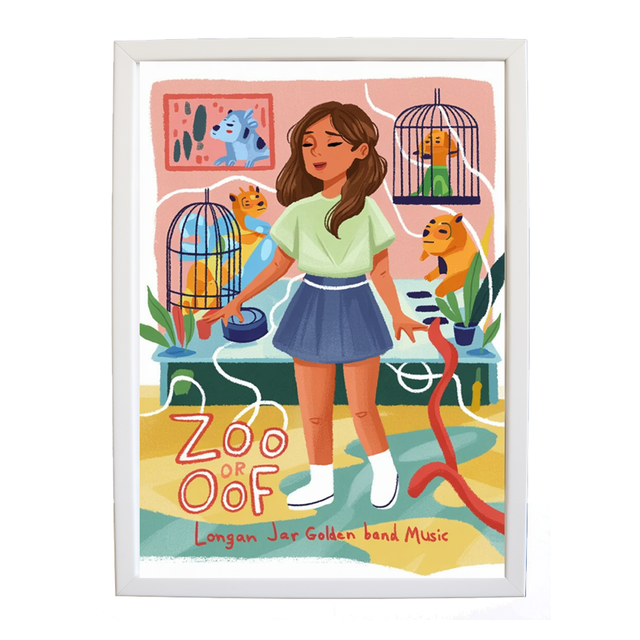 Longan Jar Golden Band Music – Modern Music Poster – wall art print – Zoo or Oof – pulsing EDM, electronic, dance – Music Stag