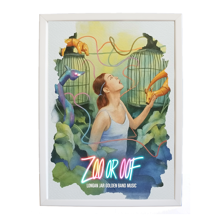 Longan Jar Golden Band Music – Music Album Poster – wall art print – Zoo or Oof – pulsing EDM, electronic, dance – Music Stag