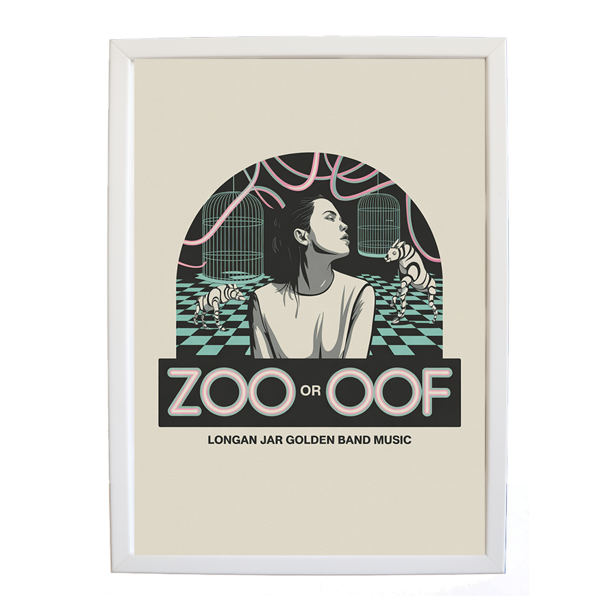 Longan Jar Golden Band Music – Retro Music Print – wall art print – Zoo or Oof – pulsing EDM, electronic, dance – Music Stag