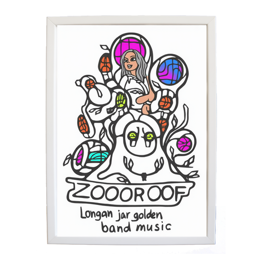 Longan Jar Golden Band Music – Music Art Print – wall art print – Zoo or Oof – pulsing EDM, electronic, dance – Music Stag