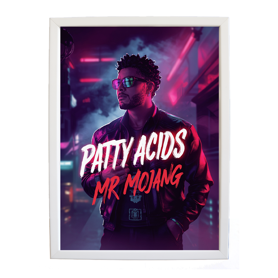 Mr Mojang – Album Art Print – wall art print – Patty Acids – Dark Pop / R&B. electronic, ambient pop, cinematic
inspired by The Weeknd – Music Stag