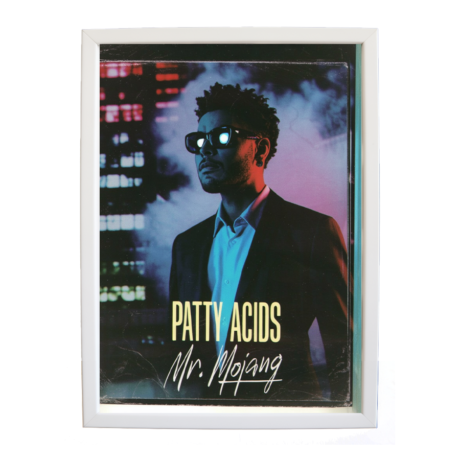 Mr Mojang – Creative Music Art Poster – wall art print – Patty Acids – Dark Pop / R&B. electronic, ambient pop, cinematic
inspired by The Weeknd – Music Stag