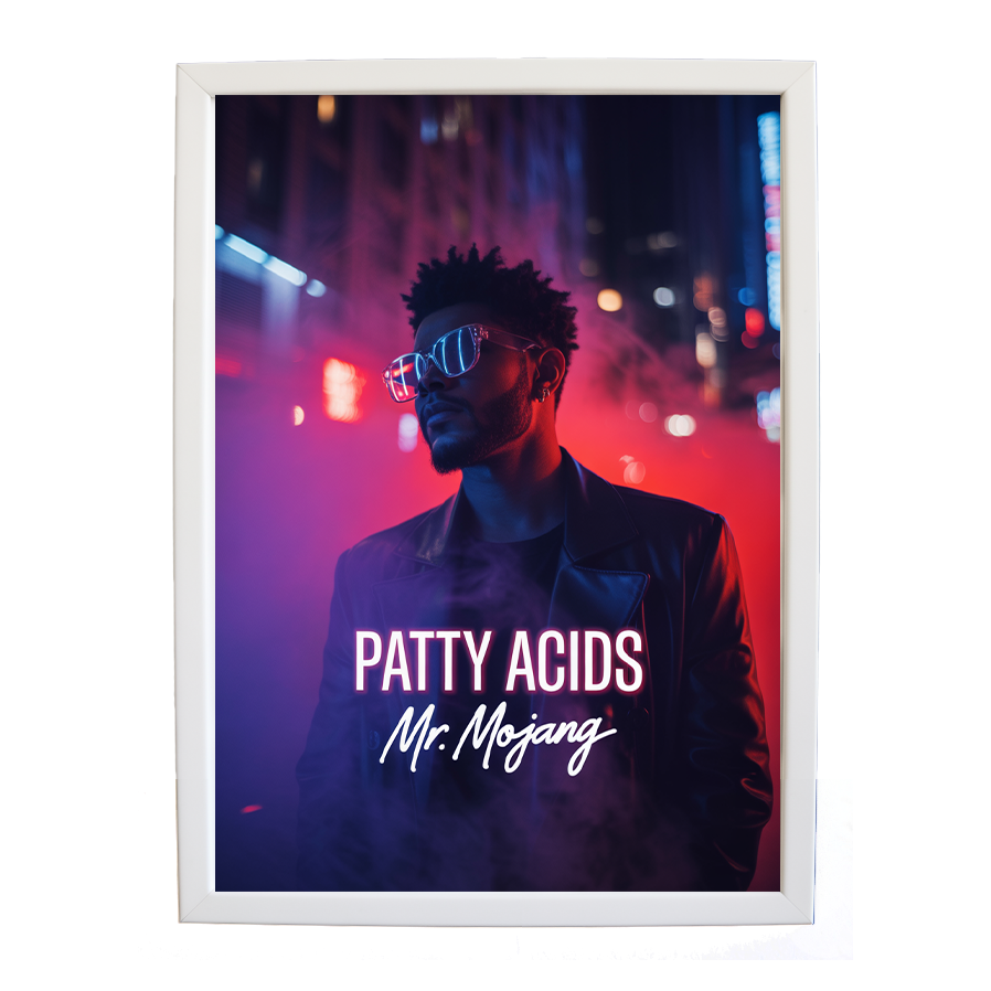 Mr Mojang – Music Canvas Print – wall art print – Patty Acids – Dark Pop / R&B. electronic, ambient pop, cinematic
inspired by The Weeknd – Music Stag