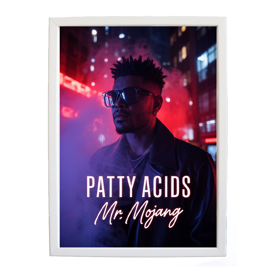 Mr Mojang – Lyric Wall Art Print – wall art print – Patty Acids – Dark Pop / R&B. electronic, ambient pop, cinematic
inspired by The Weeknd – Music Stag