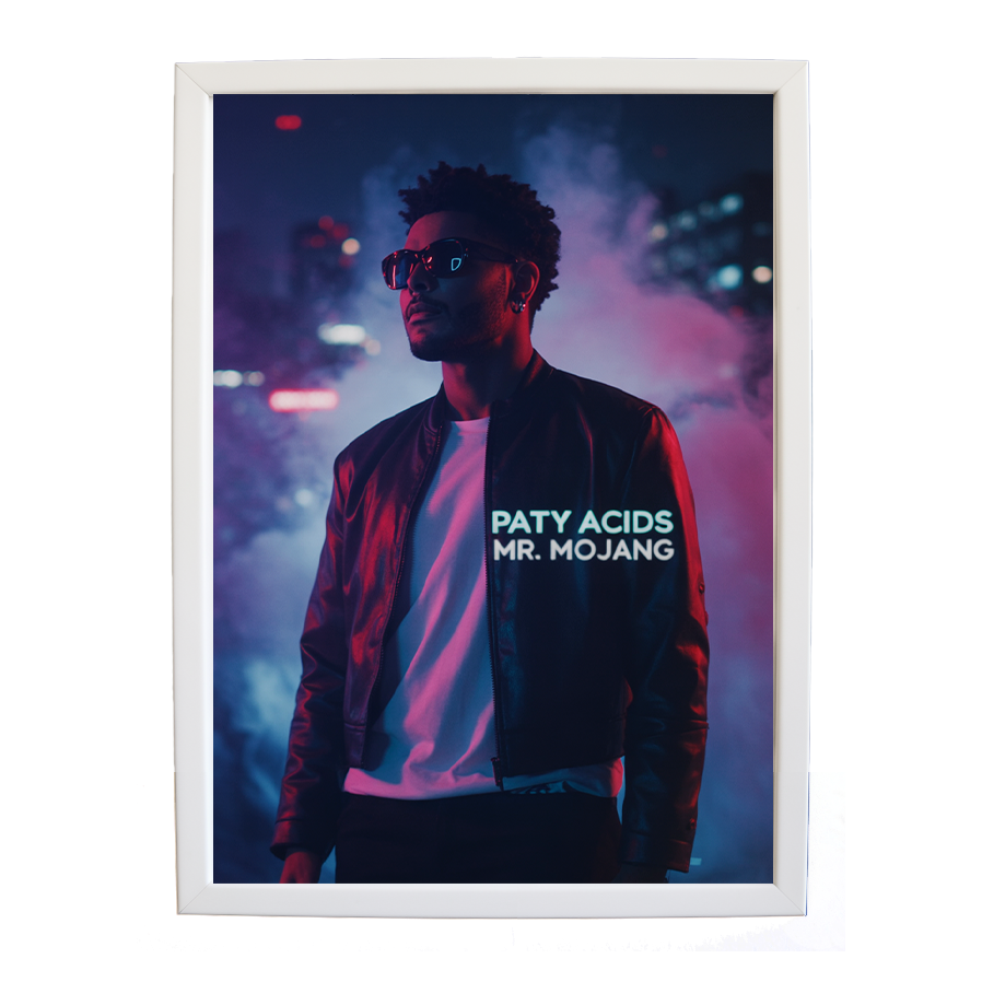Mr Mojang – Modern Wall Art for Music Lovers – wall art print – Patty Acids – Dark Pop / R&B. electronic, ambient pop, cinematic
inspired by The Weeknd – Music Stag
