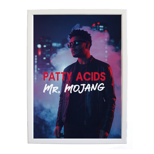 Mr Mojang – Vintage Music Poster – wall art print – Patty Acids – Dark Pop / R&B. electronic, ambient pop, cinematic
inspired by The Weeknd – Music Stag