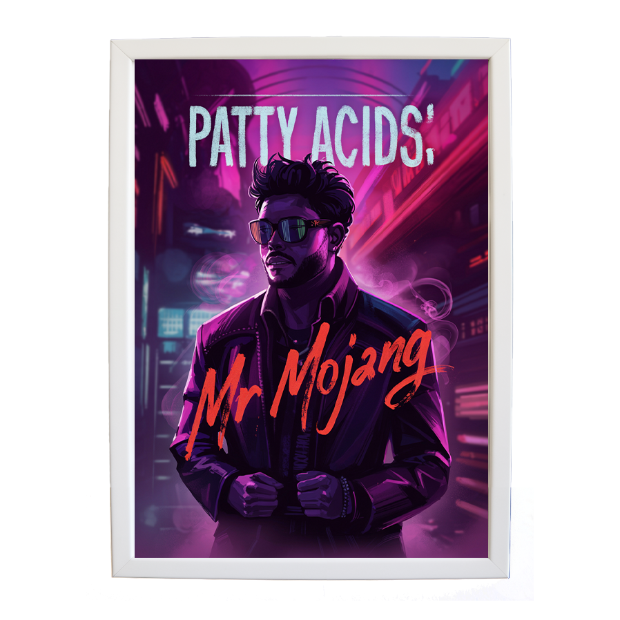 Mr Mojang – Modern Wall Art for Music Lovers – wall art print – Patty Acids – Dark Pop / R&B. electronic, ambient pop, cinematic
inspired by The Weeknd – Music Stag