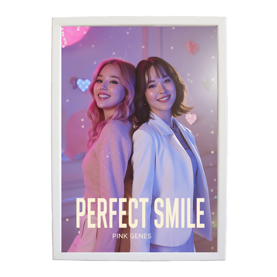 Pink Genes – Minimalist Music Poster – wall art print – Perfect Smile – k-pop, dance-pop and electronic female duo – Music Stag