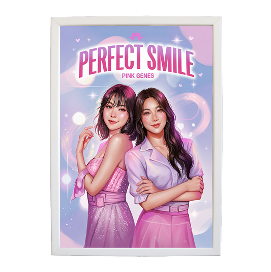 Pink Genes – Music Album Poster – wall art print – Perfect Smile – k-pop, dance-pop and electronic female duo – Music Stag
