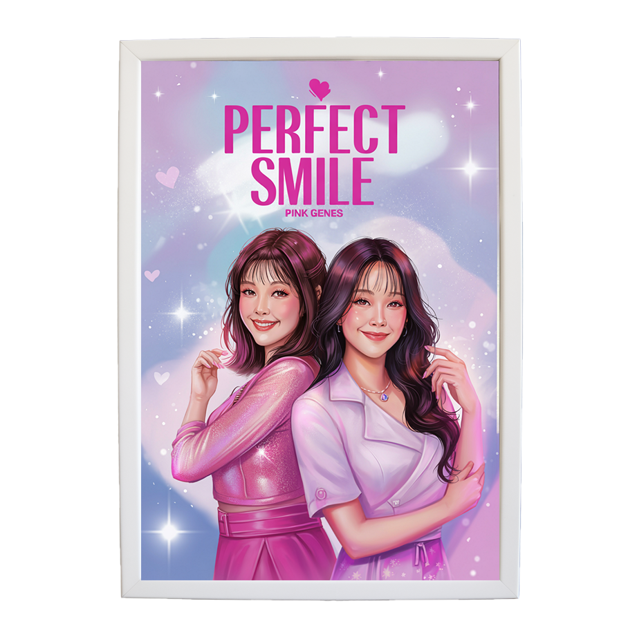 Pink Genes – Music Poster – wall art print – Perfect Smile – k-pop, dance-pop and electronic female duo – Music Stag