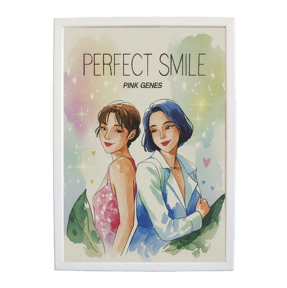 Pink Genes – Music Illustration Print – wall art print – Perfect Smile – k-pop, dance-pop and electronic female duo – Music Stag