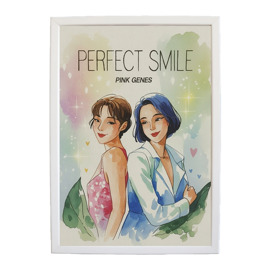 Pink Genes – Music Illustration Print – wall art print – Perfect Smile – k-pop, dance-pop and electronic female duo – Music Stag