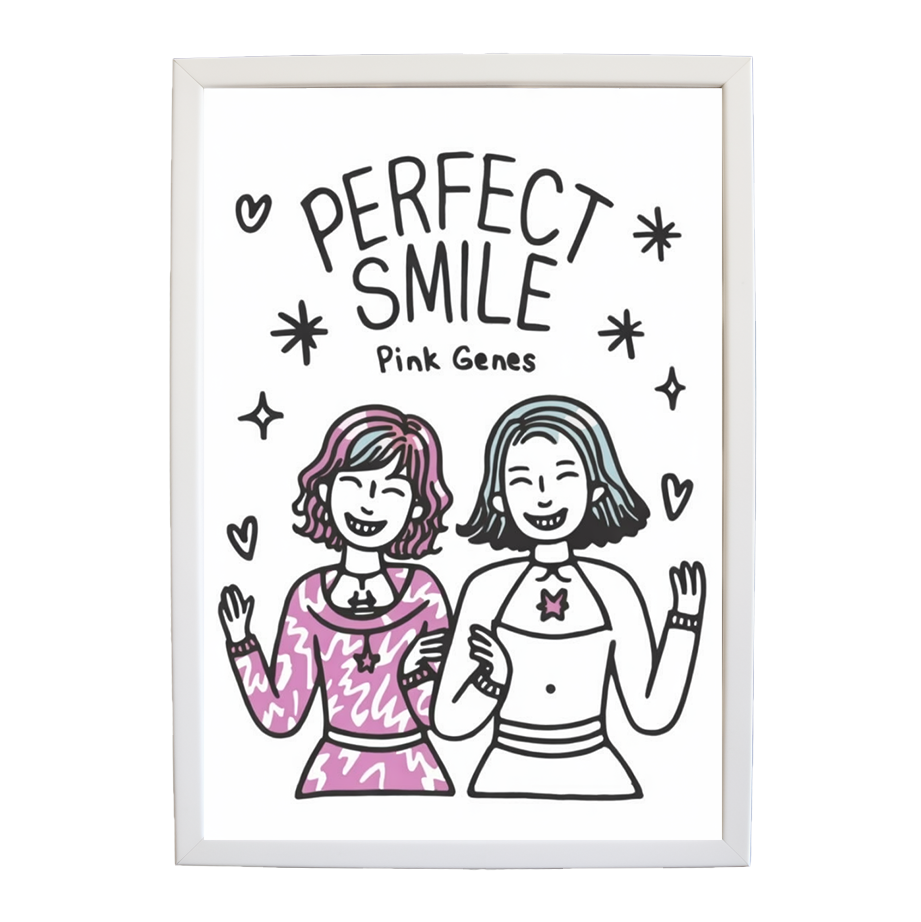 Pink Genes – Artistic Music Wall Decor – wall art print – Perfect Smile – k-pop, dance-pop and electronic female duo – Music Stag