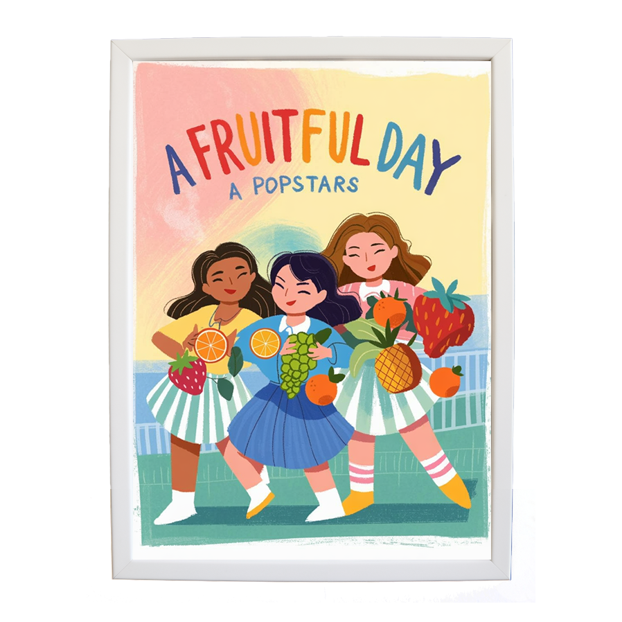 Popstars – Abstract Music Art – wall art print – A Fruitful Day – punchy electronic pop, four piece girl band – Music Stag