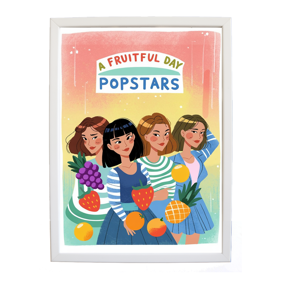 Popstars – Music Theme Poster – wall art print – A Fruitful Day – punchy electronic pop, four piece girl band – Music Stag