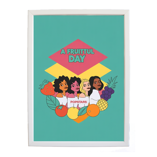 Popstars – Music Album Poster – wall art print – A Fruitful Day – punchy electronic pop, four piece girl band – Music Stag