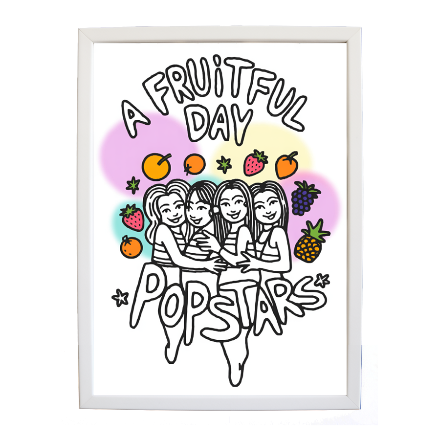 Popstars – Song Art Print – wall art print – A Fruitful Day – punchy electronic pop, four piece girl band – Music Stag