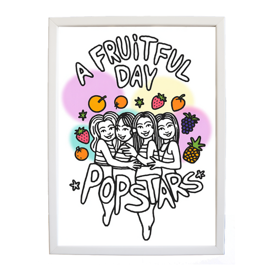 Popstars – Song Art Print – wall art print – A Fruitful Day – punchy electronic pop, four piece girl band – Music Stag