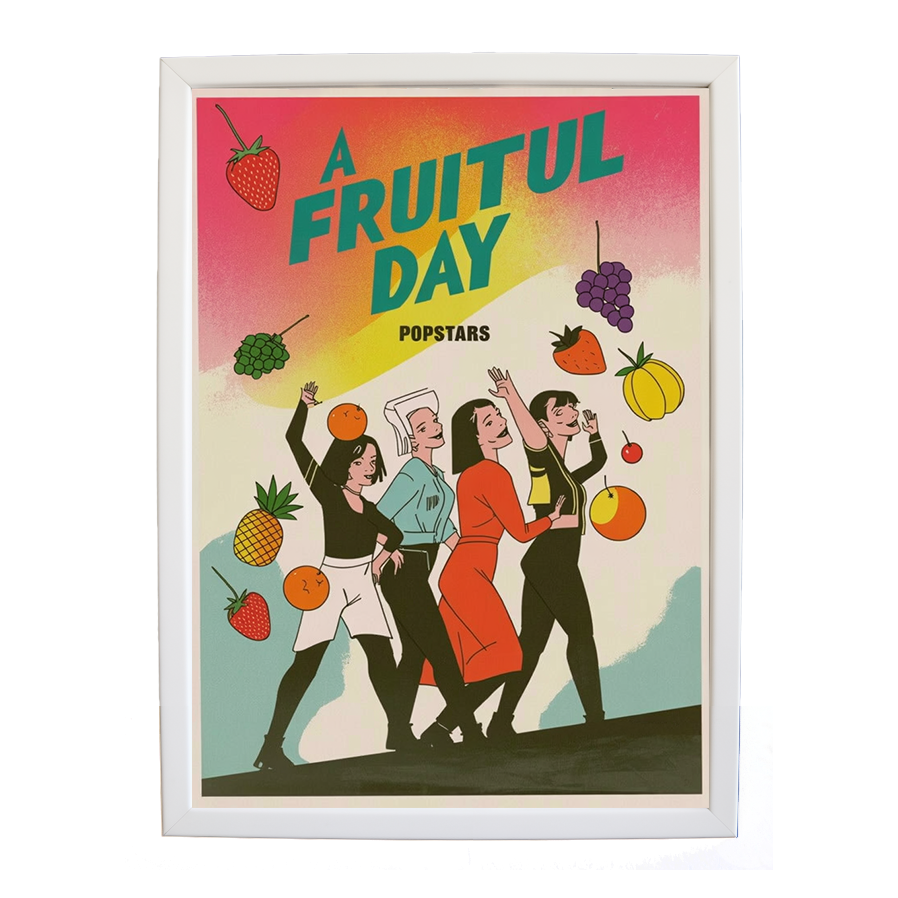 Popstars – Music Photography Poster – wall art print – A Fruitful Day – punchy electronic pop, four piece girl band – Music Stag