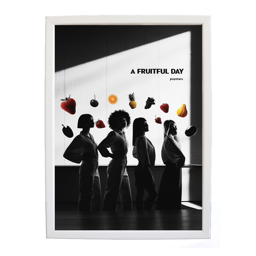 Popstars – Music Illustration Print – wall art print – A Fruitful Day – punchy electronic pop, four piece girl band – Music Stag