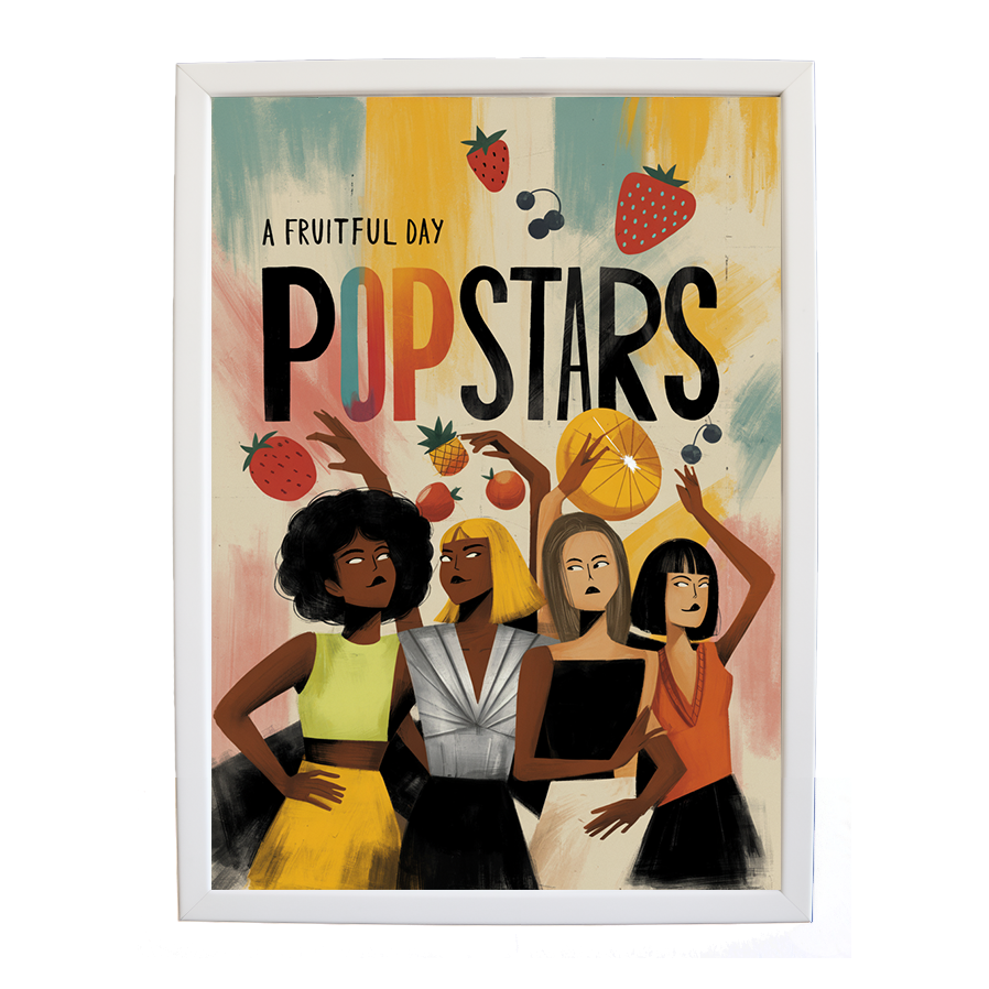 Popstars – Abstract Music Art – wall art print – A Fruitful Day – punchy electronic pop, four piece girl band – Music Stag