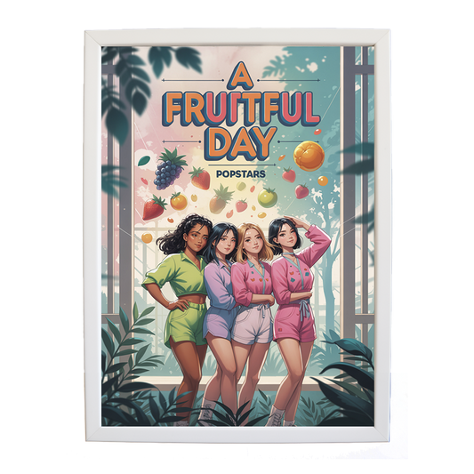 Popstars – Vintage Music Poster – wall art print – A Fruitful Day – punchy electronic pop, four piece girl band – Music Stag