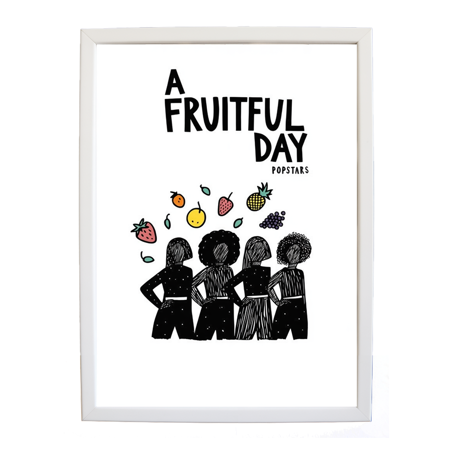 Popstars – Minimalist Music Poster – wall art print – A Fruitful Day – punchy electronic pop, four piece girl band – Music Stag
