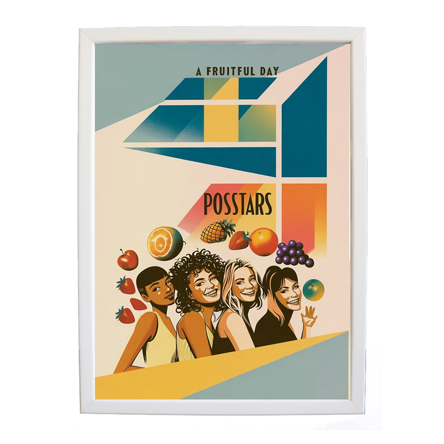 Popstars – Minimalist Music Poster – wall art print – A Fruitful Day – punchy electronic pop, four piece girl band – Music Stag