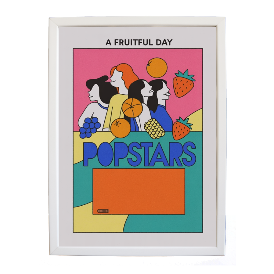 Popstars – Retro Music Print – wall art print – A Fruitful Day – punchy electronic pop, four piece girl band – Music Stag