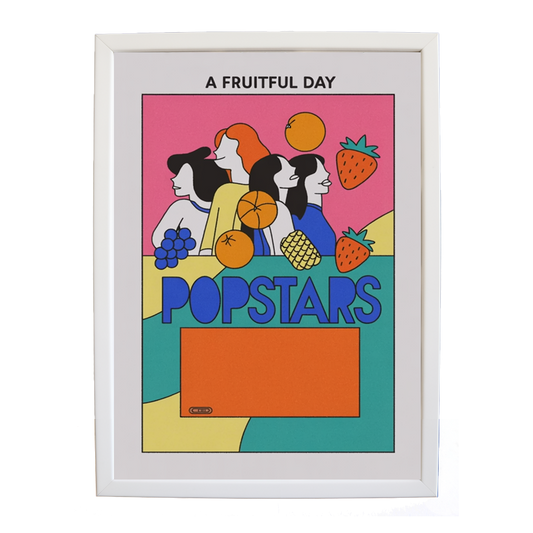 Popstars – Retro Music Print – wall art print – A Fruitful Day – punchy electronic pop, four piece girl band – Music Stag