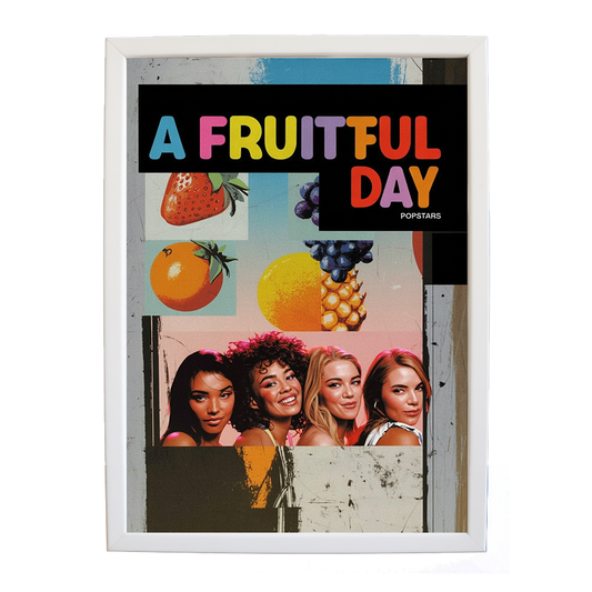 Popstars – Music Illustration Print – wall art print – A Fruitful Day – punchy electronic pop, four piece girl band – Music Stag